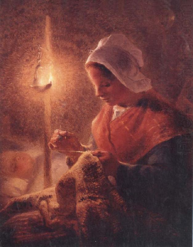 Jean Francois Millet Woman Sewing by Lamplight china oil painting image